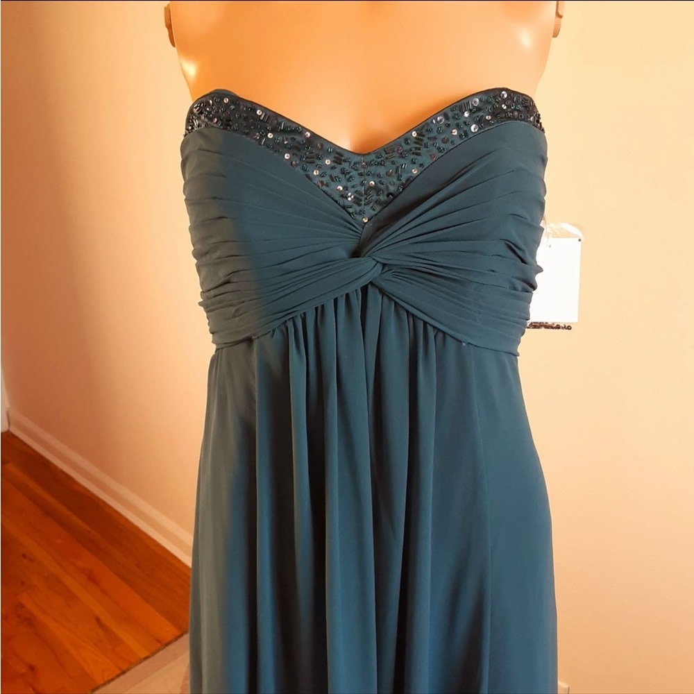 David's Bridal Oasis Blue Strapless Maxi Dress Size 2 - Picture 5 of 8